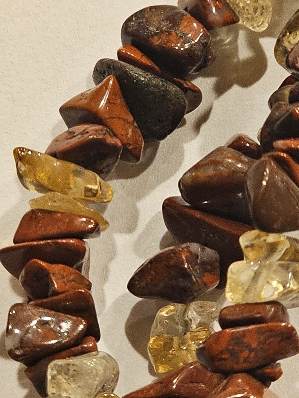 Vintage St. John 3-Strand Red Jasper & Citrine Quartz Chip Statement Necklace